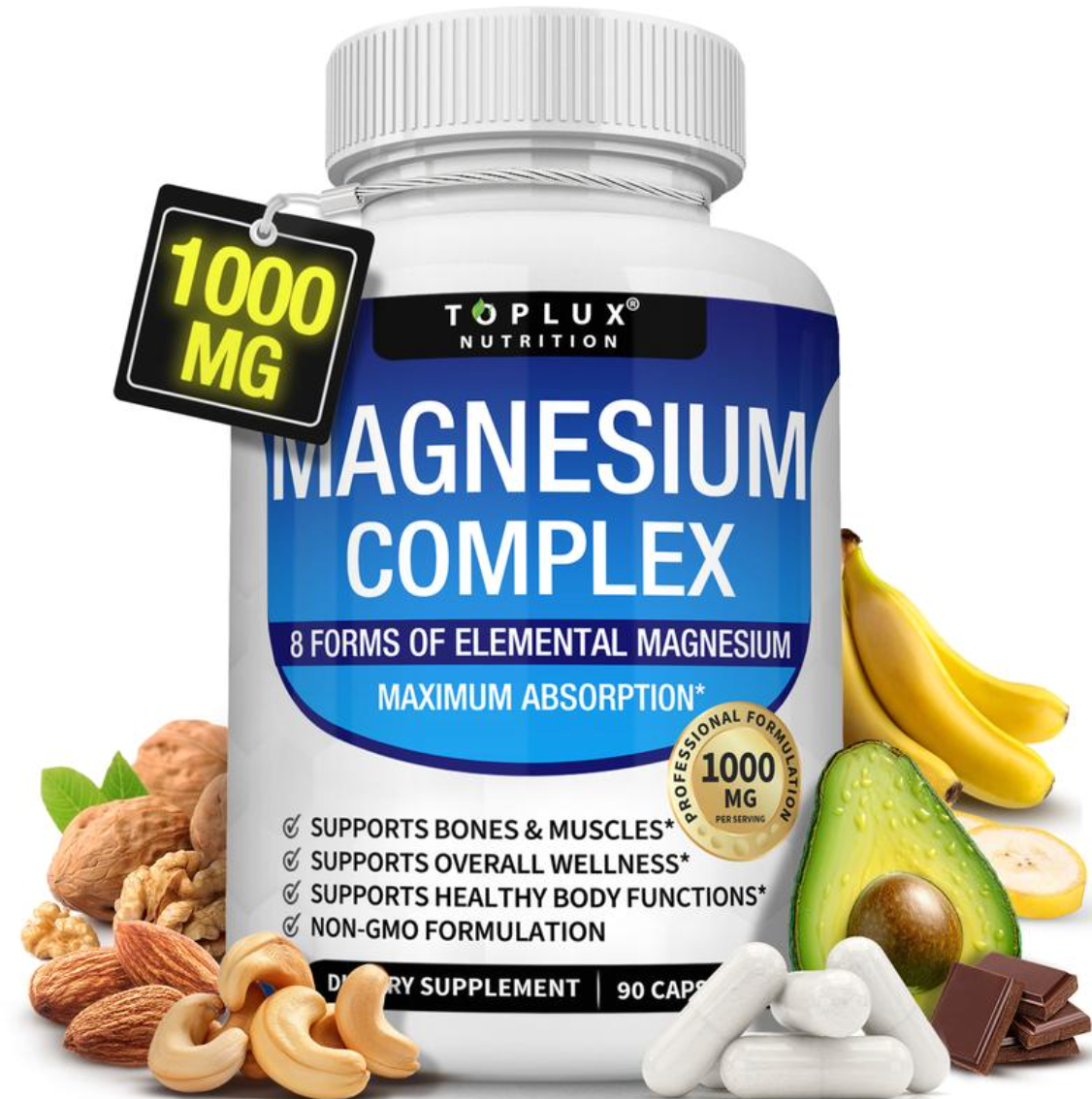 Toplux Magnesium Complex 8 Essential Magnesium Supplement 1000mg