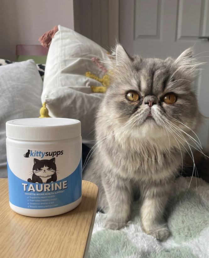 Customer cat with Taurine Powder Cats tub